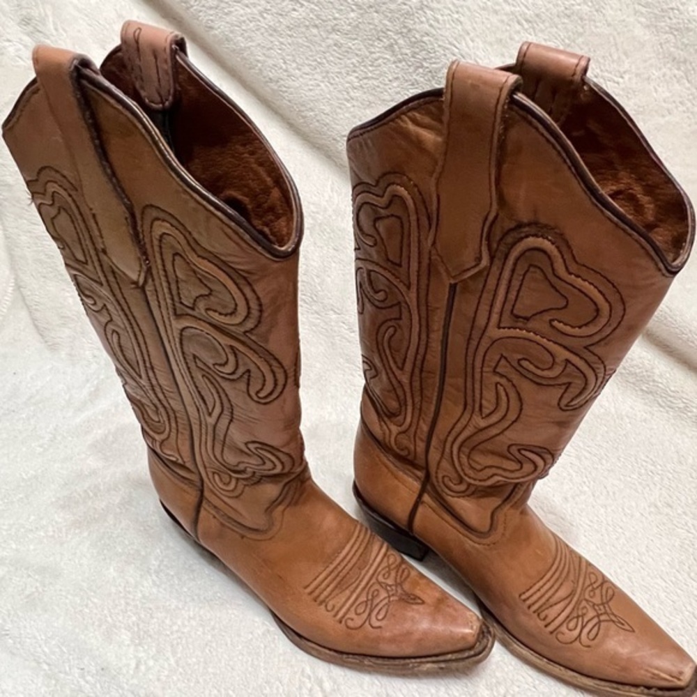 CIRCLE G BROWN SNIP TOE COWBOY BOOTS 7.5 - Picture 3 of 16